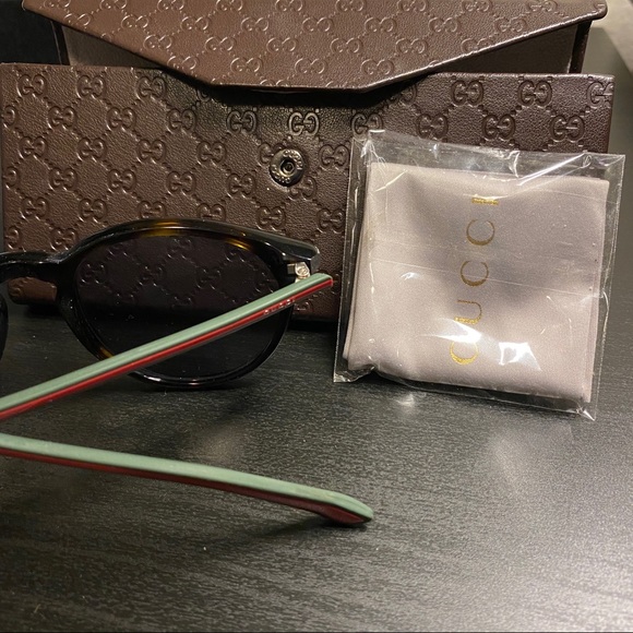 Gucci Sunglasses Green & Red Mens Tortoiseshell Brown/Black worn 4x W/Case/cloth - Picture 5 of 7